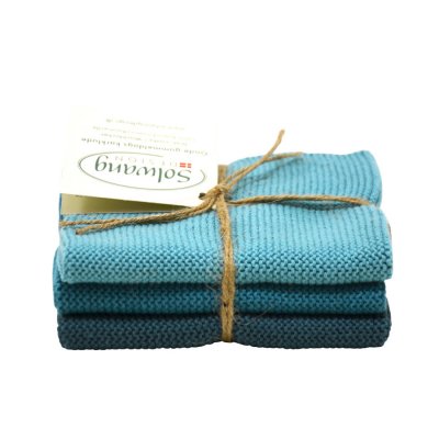 3er Set Wischtuch azurblau kombi 100% Bio-Baumwolle